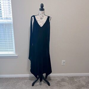 Jet Lag Vintage Great Gaspy Flapper Midnight Blue Dress with Attached Scarf
